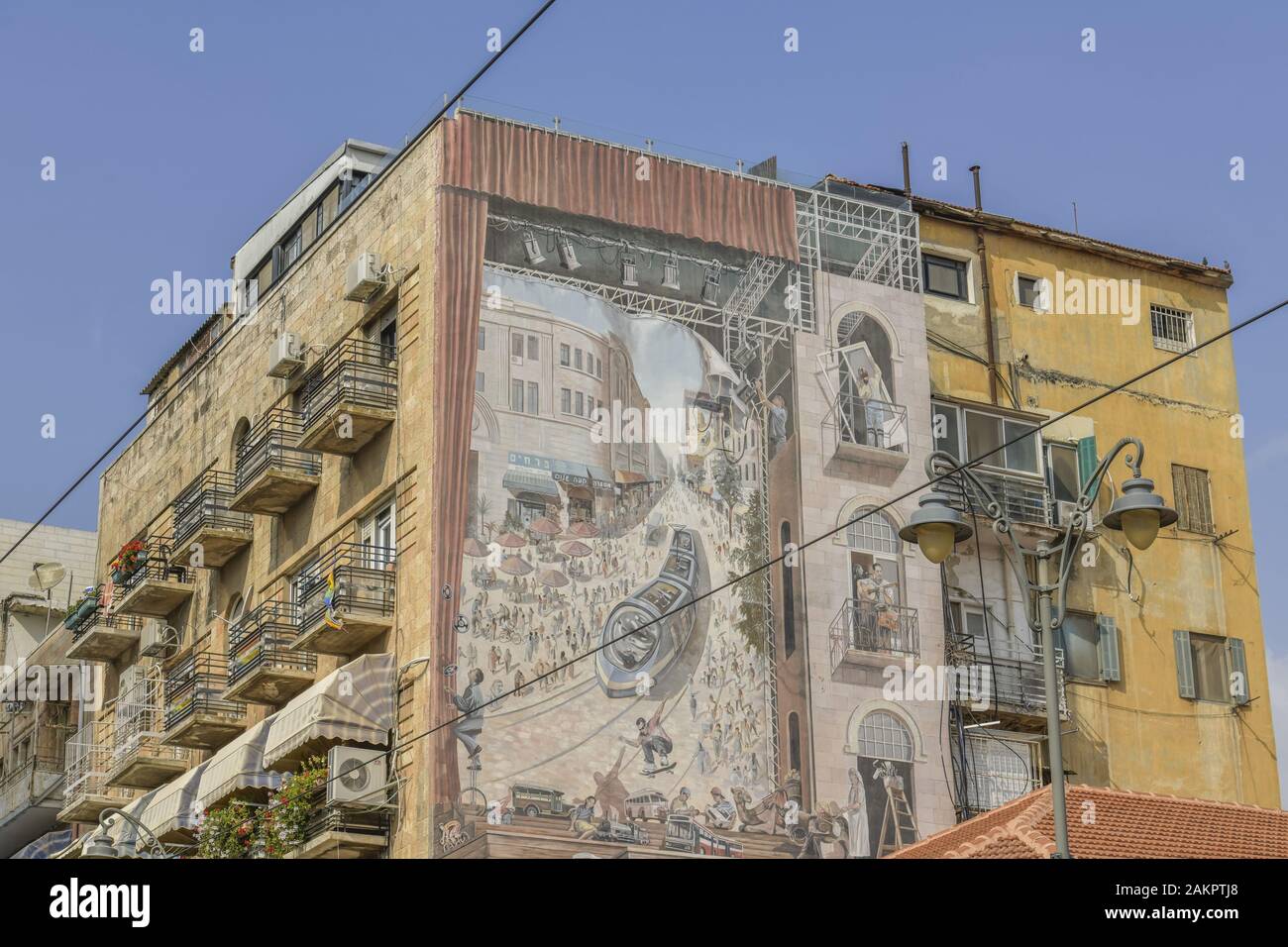 Wandmalerei, Jaffa Street, Gerusalemme, Israele Foto Stock
