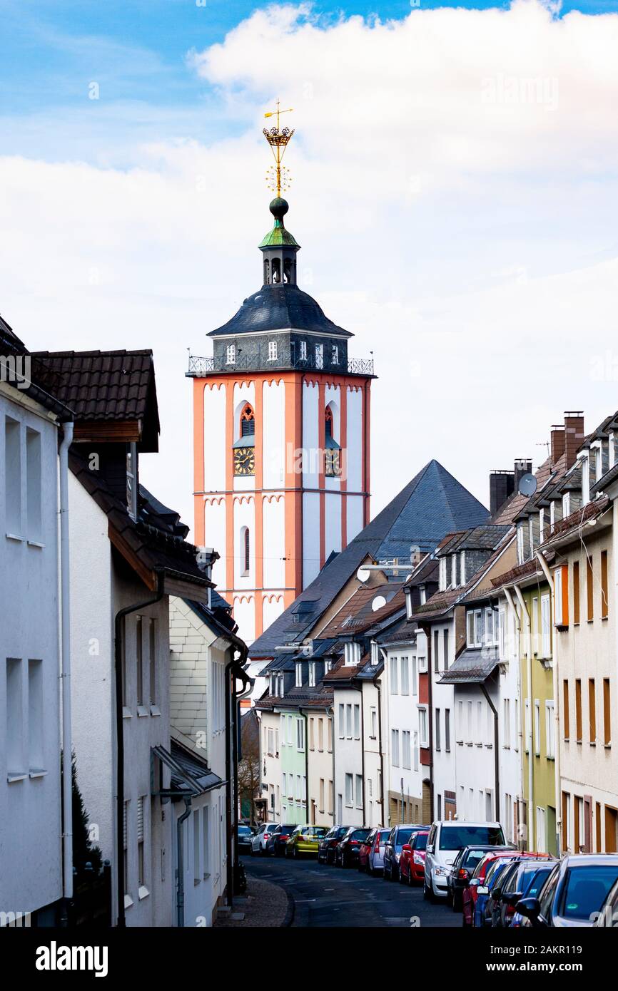 Vista dalle stradine alla chiesa di Siegen,NRW,Germania. Foto Stock