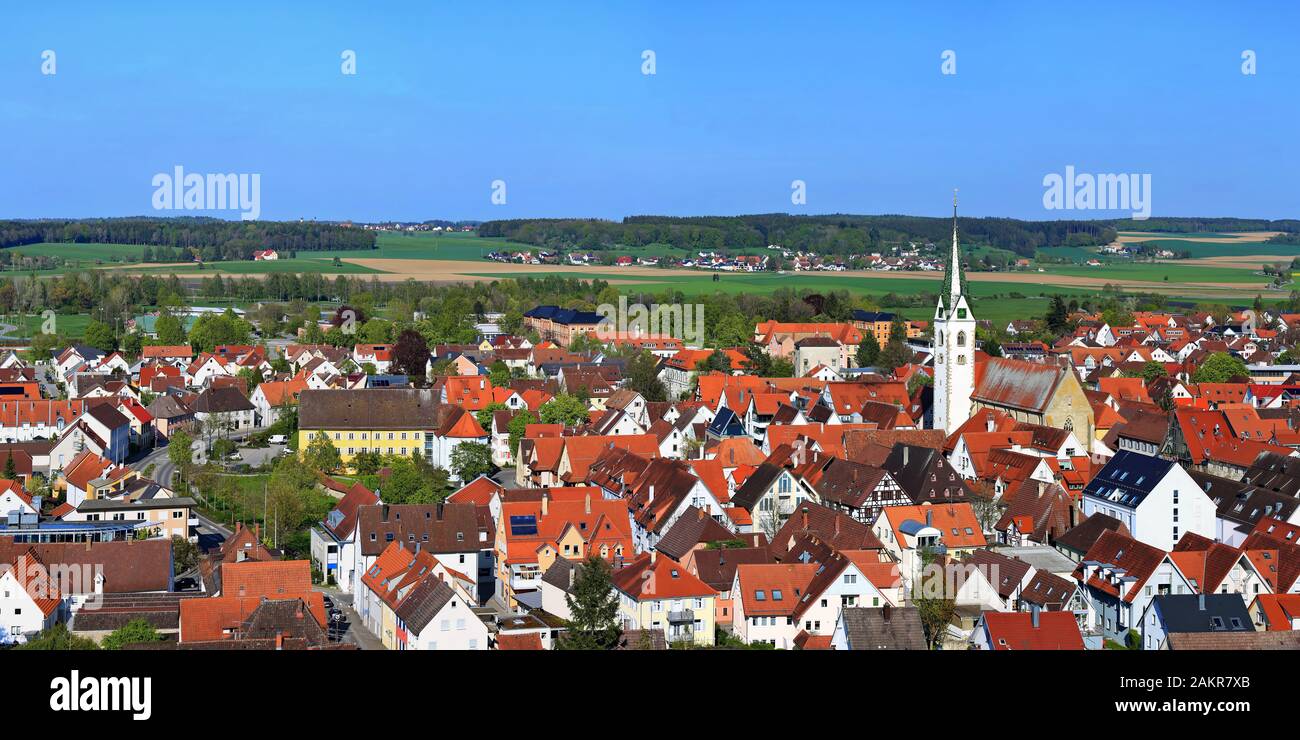 La città di Bad Saulgau da sopra Foto Stock