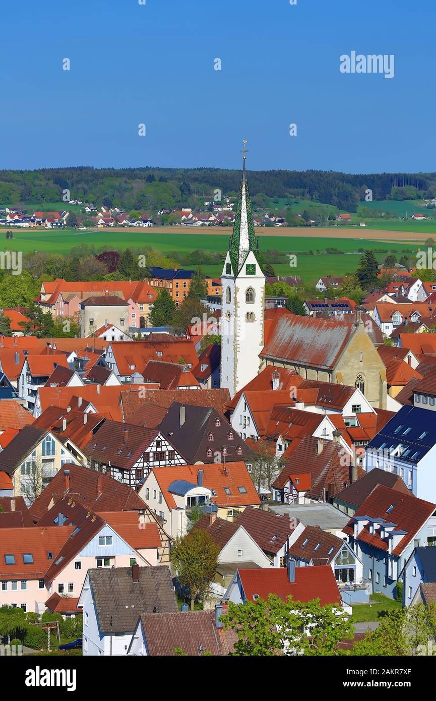 La città di Bad Saulgau da sopra Foto Stock