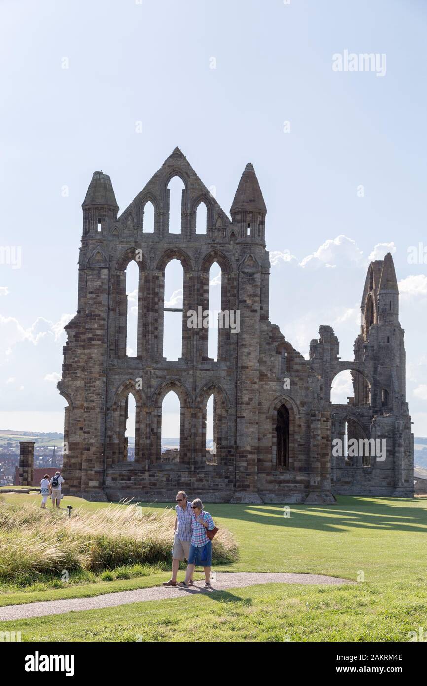 Le rovine di Whitby Abbey. Foto Stock