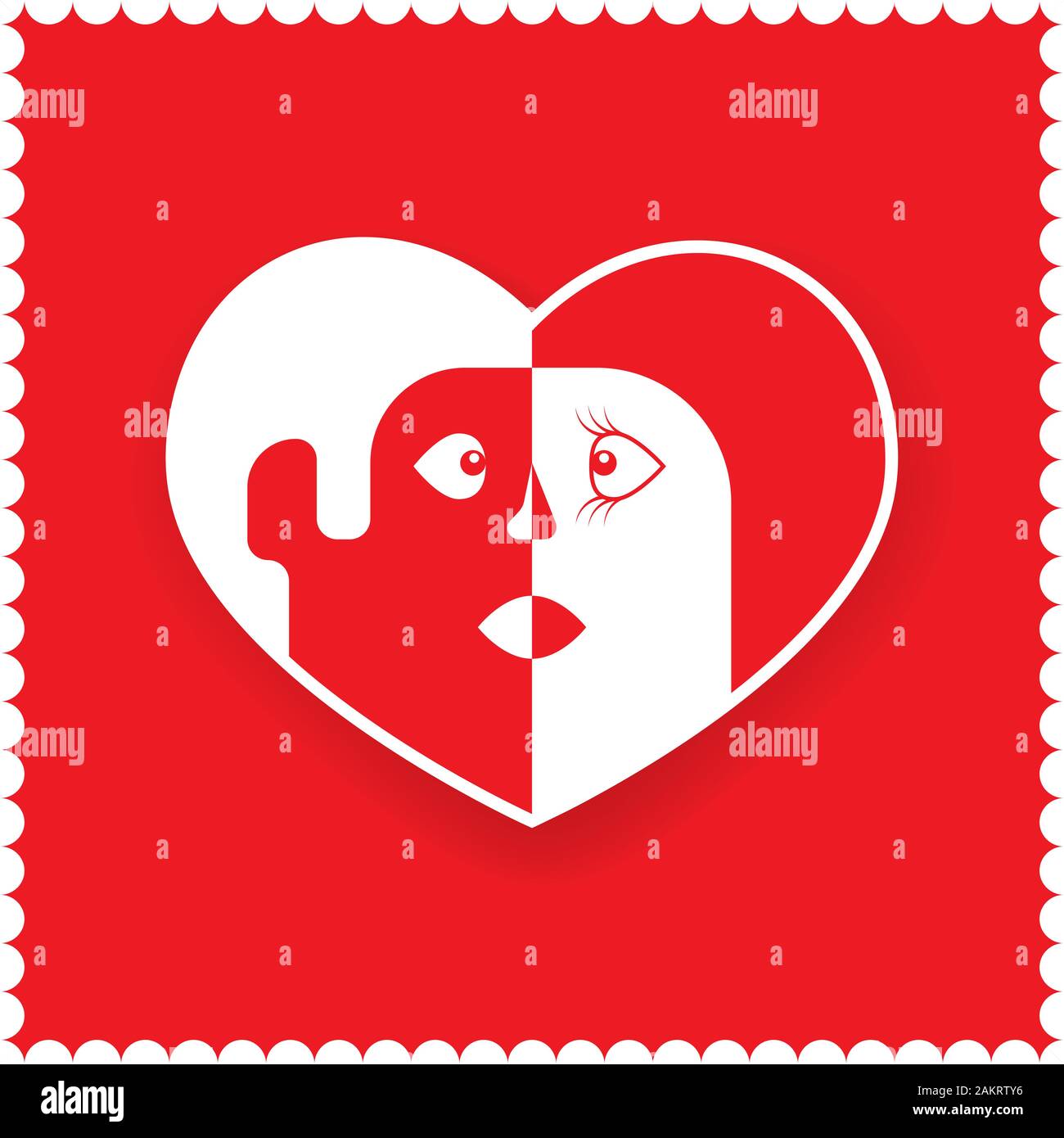 Il cuore di una persona, maschio e femmina su San Valentino Rossi sfondo isolato. Immagine vettoriale Illustrazione Vettoriale