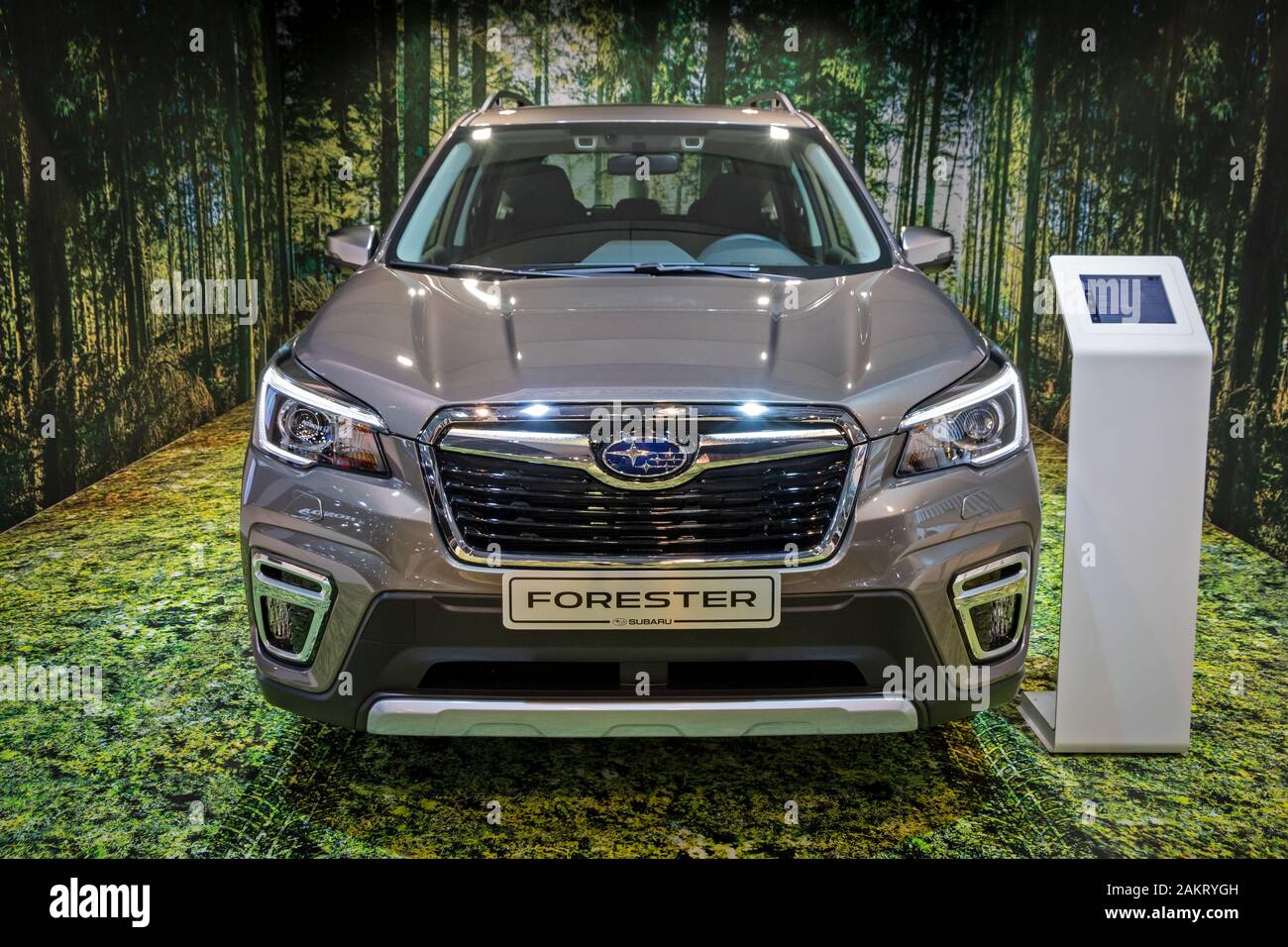 Bruxelles - Jan 9, 2020: Subaru Forester auto presentati presso il Bruxelles Autosalon 2020 Motor Show. Foto Stock