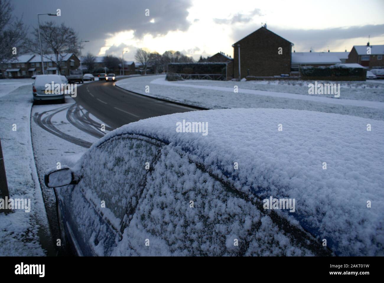 La neve su un panorama della città di Hull Foto Stock