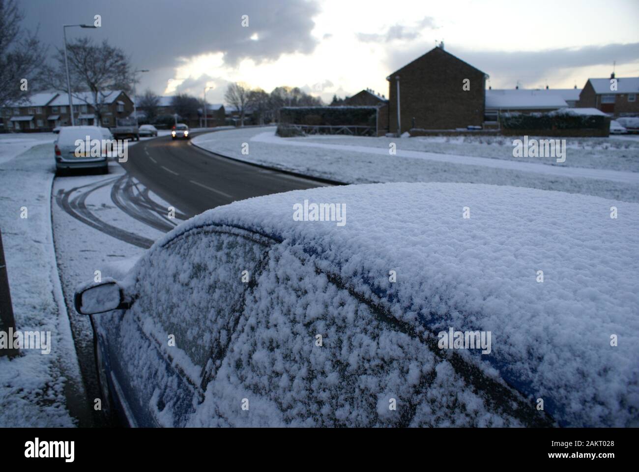 La neve su un panorama della città di Hull Foto Stock