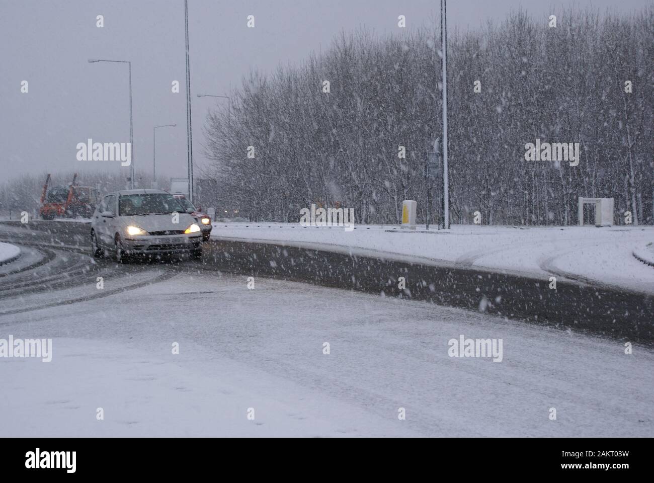 La neve su un panorama della città di Hull Foto Stock