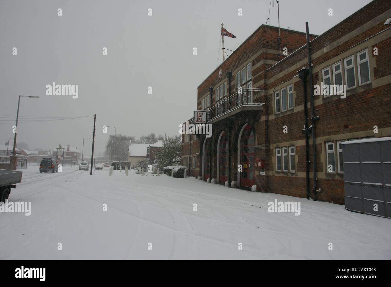 La neve su un panorama della città di Hull Foto Stock