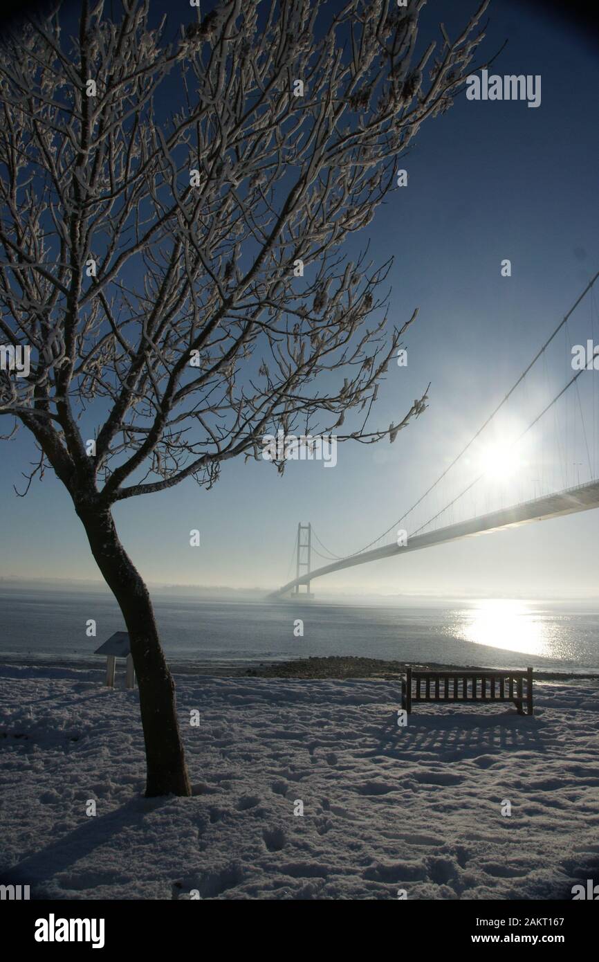 Coperte di neve paesaggio dello Yorkshire Foto Stock