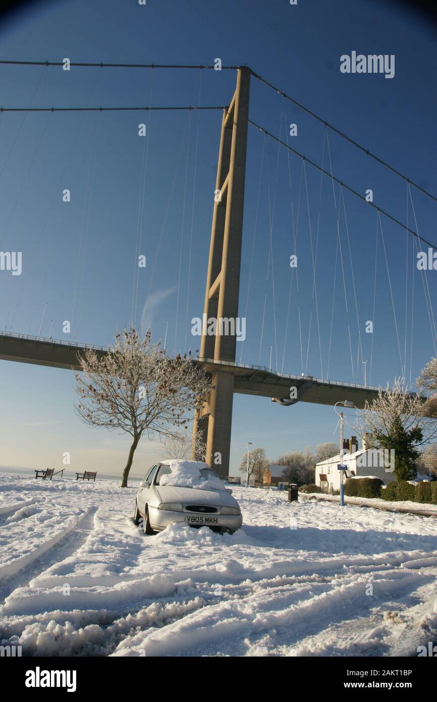 Coperte di neve paesaggio dello Yorkshire Foto Stock