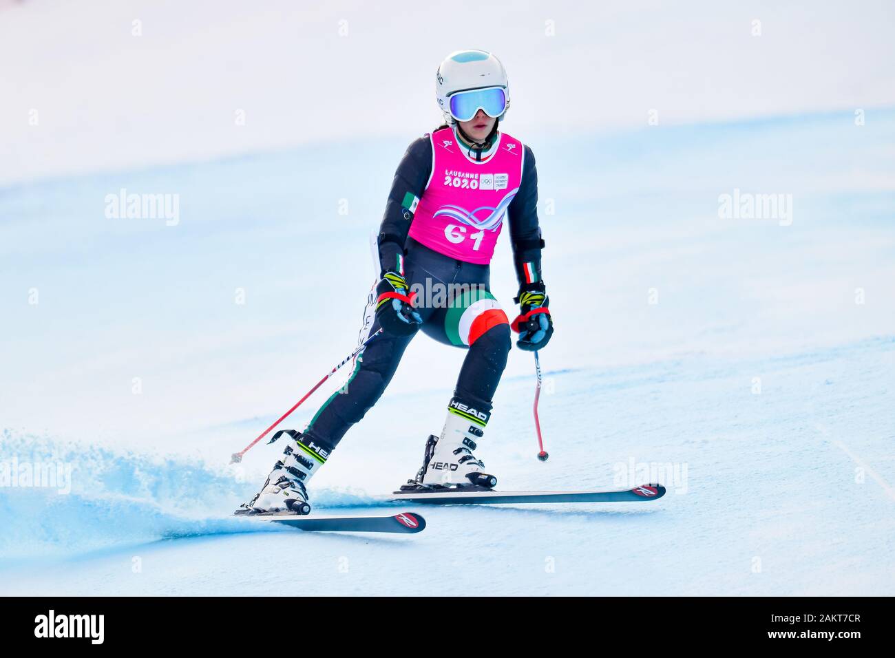 Losanna, Svizzera. 10th, 2020 gen. PAYEN CORDERO Daniela (MEX) compete in sci alpino: Donna Super-G durante il Lausanne 2020 Olimpiadi della Gioventù a Vaudoise Arena il Venerdì, 10 gennaio 2020. Losanna, Svizzera. Credito: Taka G Wu/Alamy Live News Foto Stock