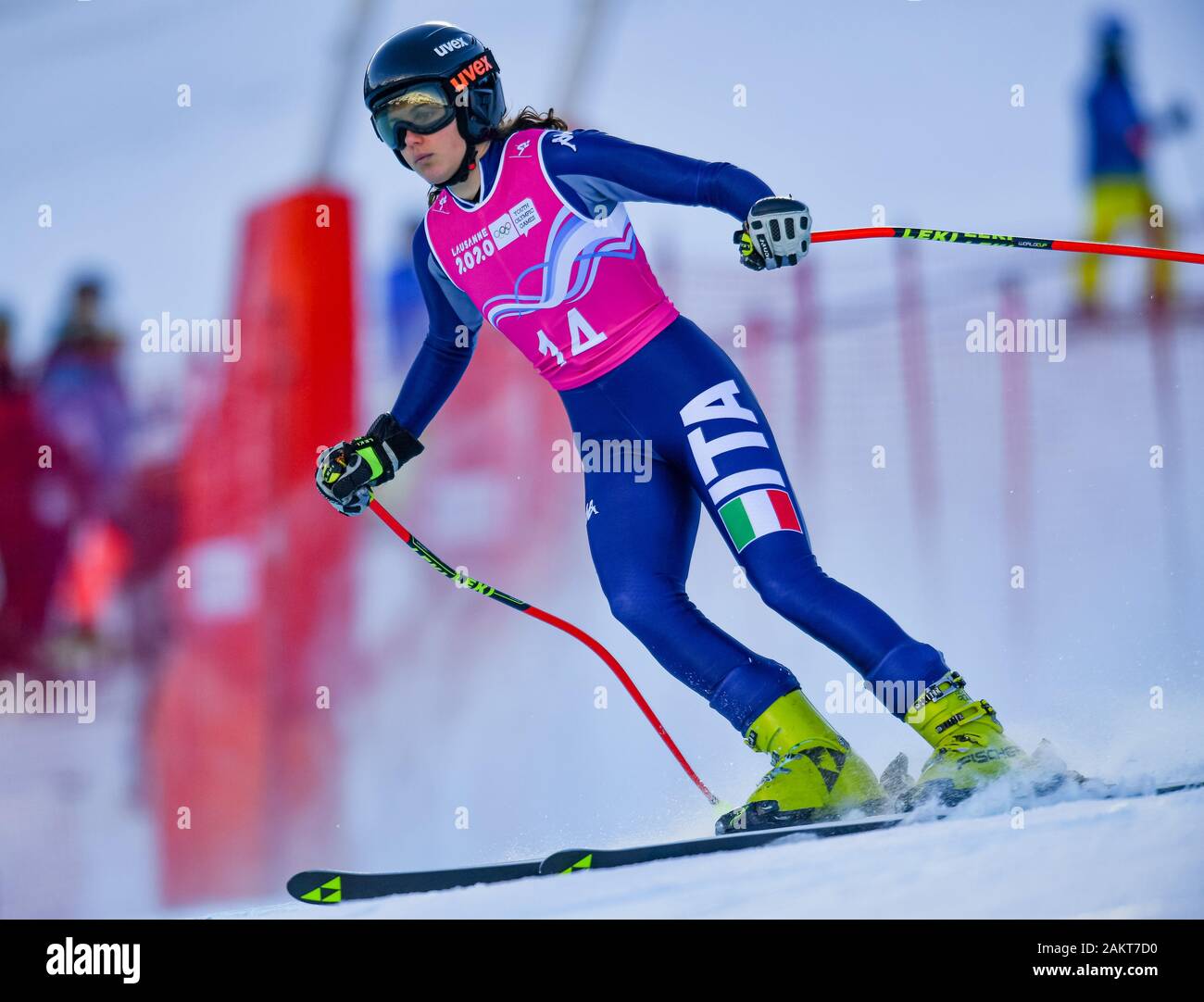 Losanna, Svizzera. 10th, 2020 gen. CALABA Alice (ITA) compete in sci alpino: Donna Super-G durante il Lausanne 2020 Olimpiadi della Gioventù a Vaudoise Arena il Venerdì, 10 gennaio 2020. Losanna, Svizzera. Credito: Taka G Wu/Alamy Live News Foto Stock