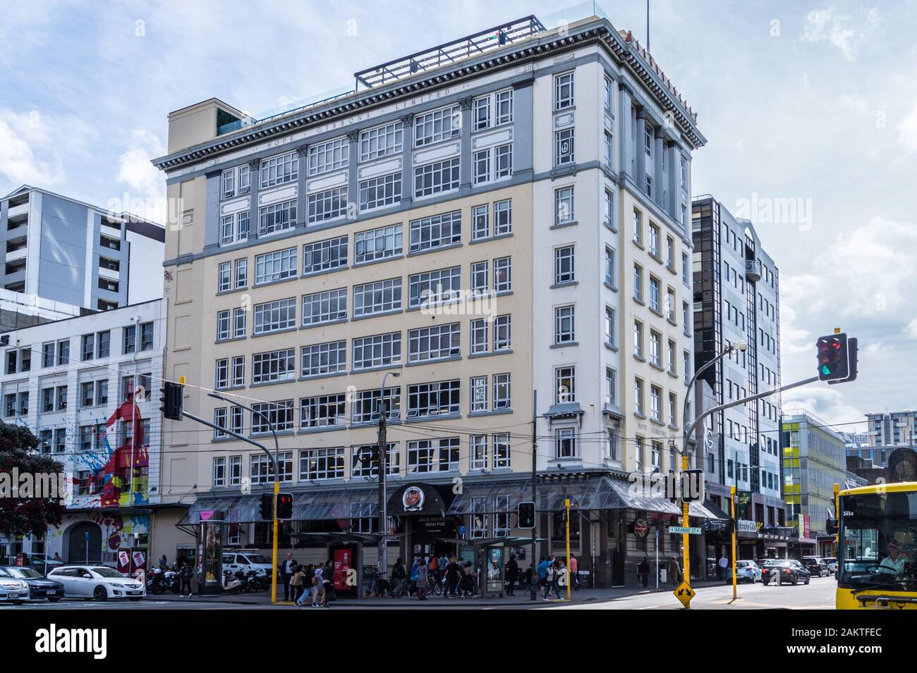 Speranza Gibbons edificio, 1916-26, da Giuseppe McClatchie Dawson, Dixon Street, Wellington, Nuova Zelanda Foto Stock