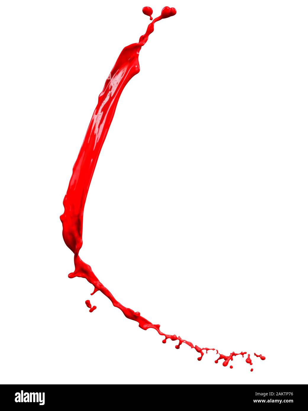 Bella spruzzi di vernice rossa isolato su sfondo bianco Foto Stock