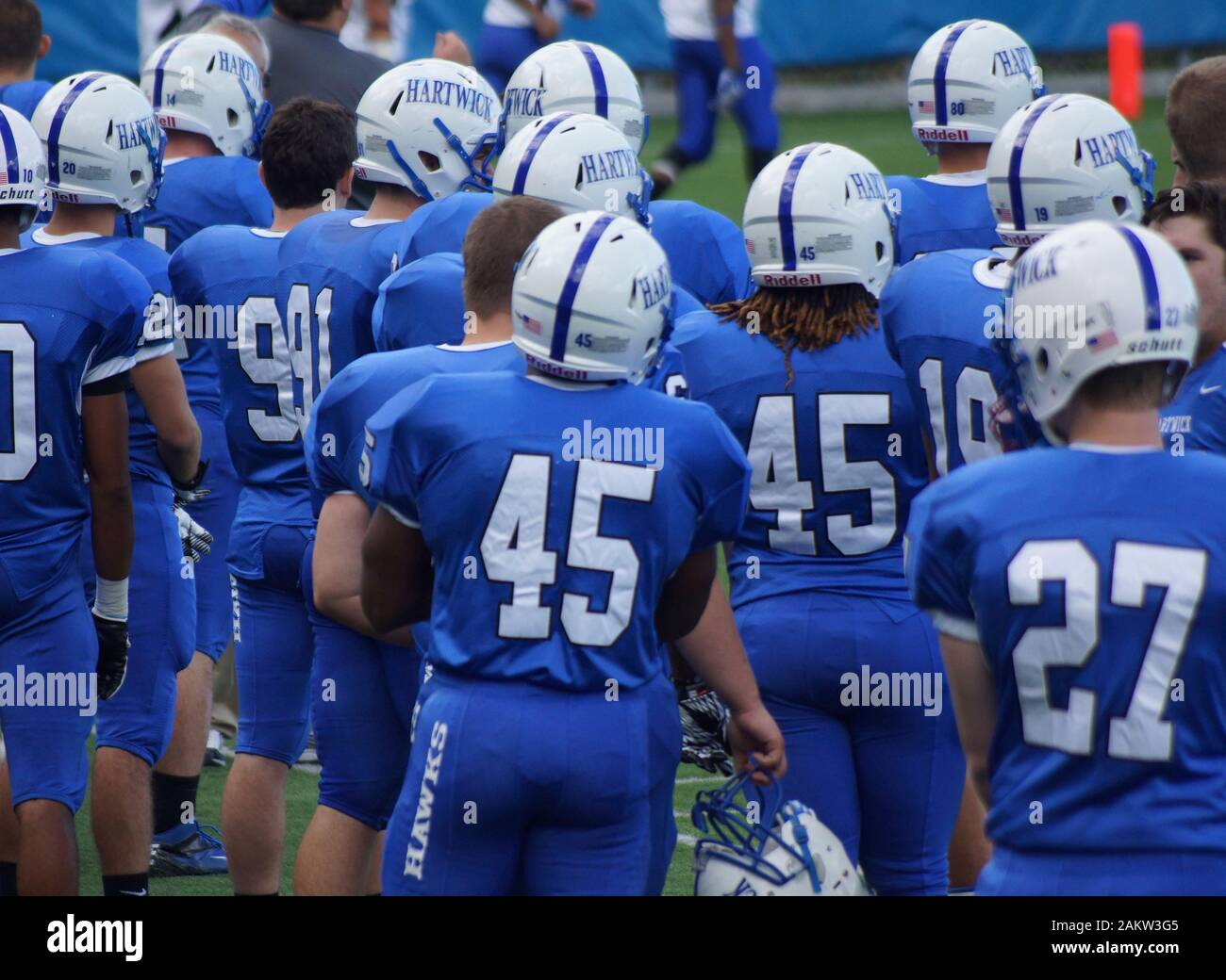 Oneonta USA - 14 ottobre 2012 - Hartwick Hawks home game a Oneonta NY Foto Stock