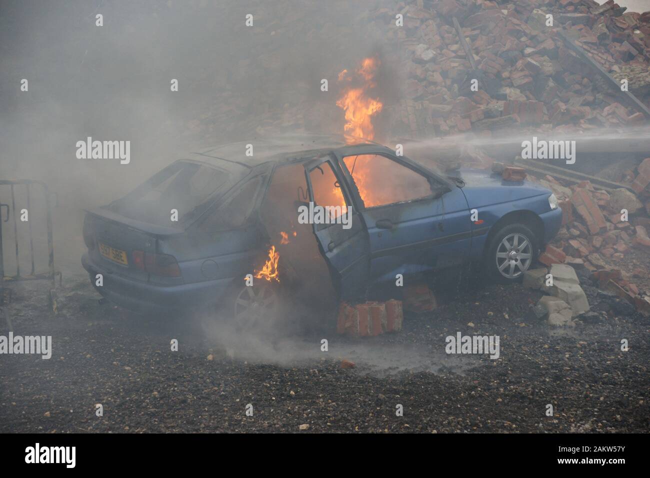 Distruzione da arma termobarica, bomba a vuoto, Ucraina Foto Stock