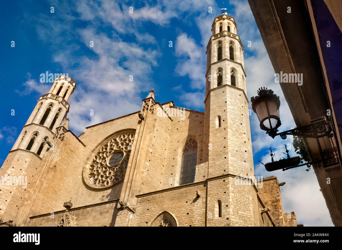 Chiesa di Santa Maria del Mar a Barcellona, Spagna. Foto Stock