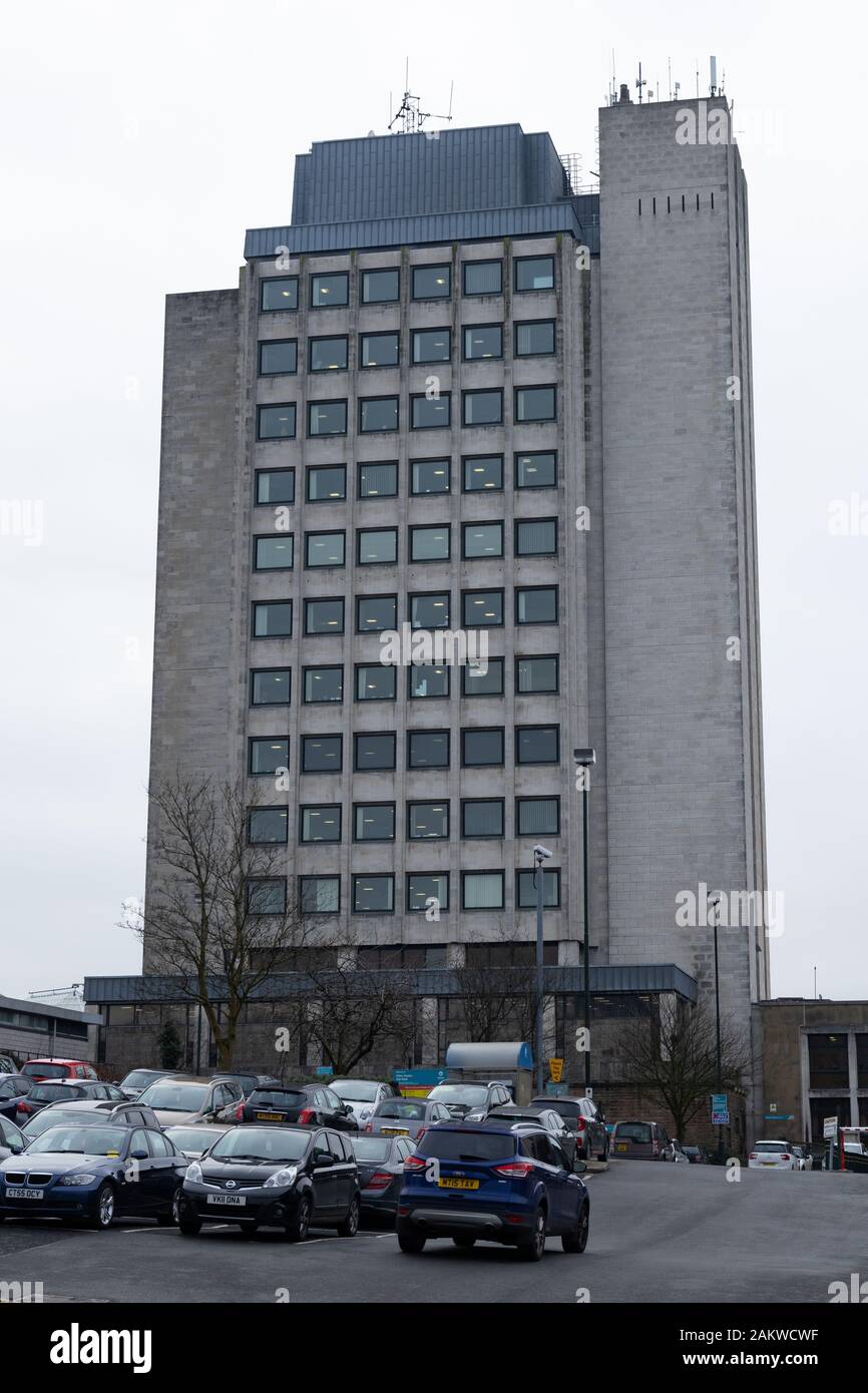 Oldham Borough edificio del Centro Civico del Consiglio. Foto Stock