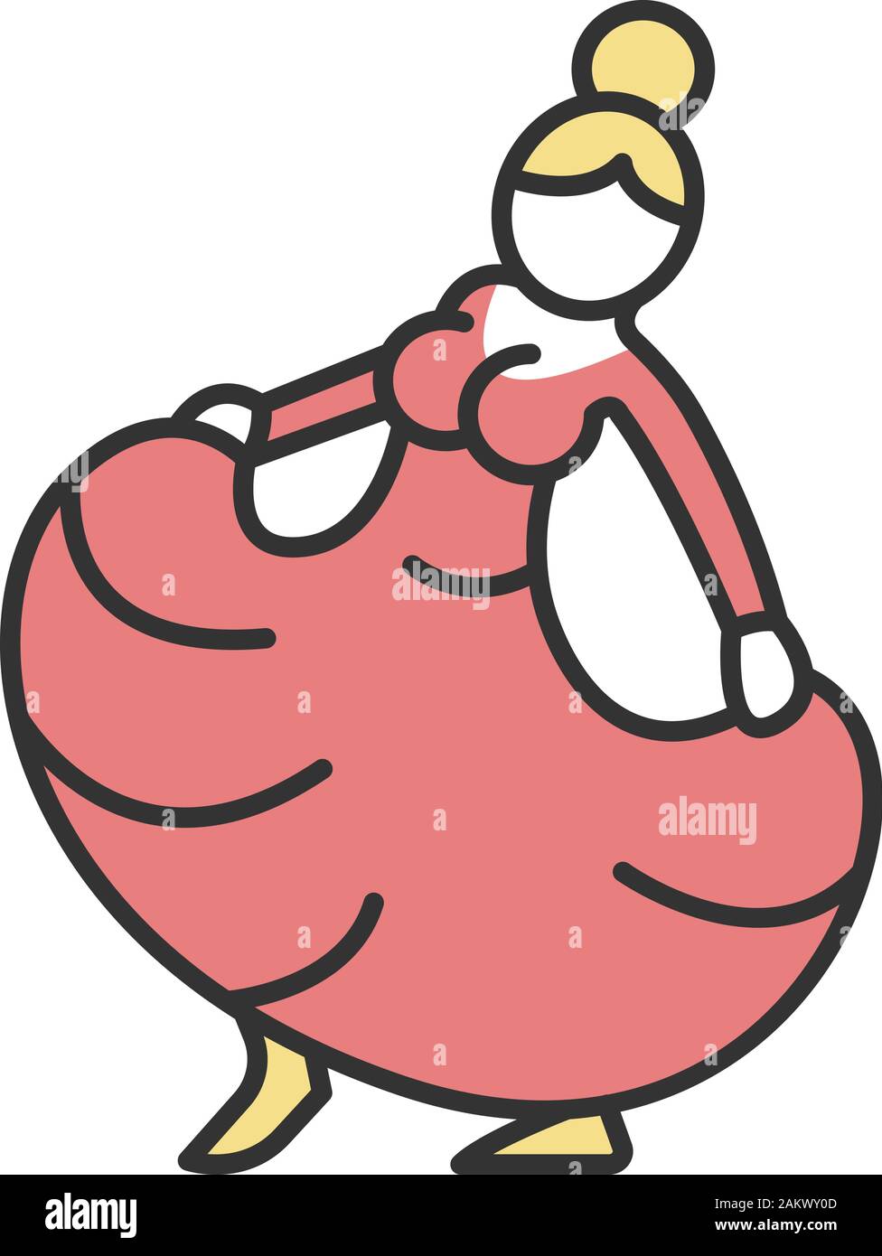 Donna messicana Ballerina colore icona. Flamenco Tap dance. Ballerino in abiti lunghi. Isolato illustrazione vettoriale Illustrazione Vettoriale