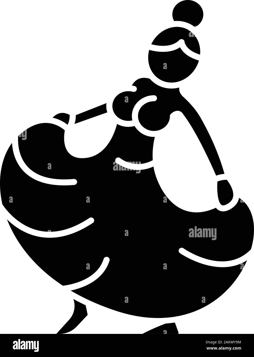 Donna messicana Ballerina colore icona. Flamenco Tap dance. Ballerino in abiti lunghi. Isolato illustrazione vettoriale Illustrazione Vettoriale