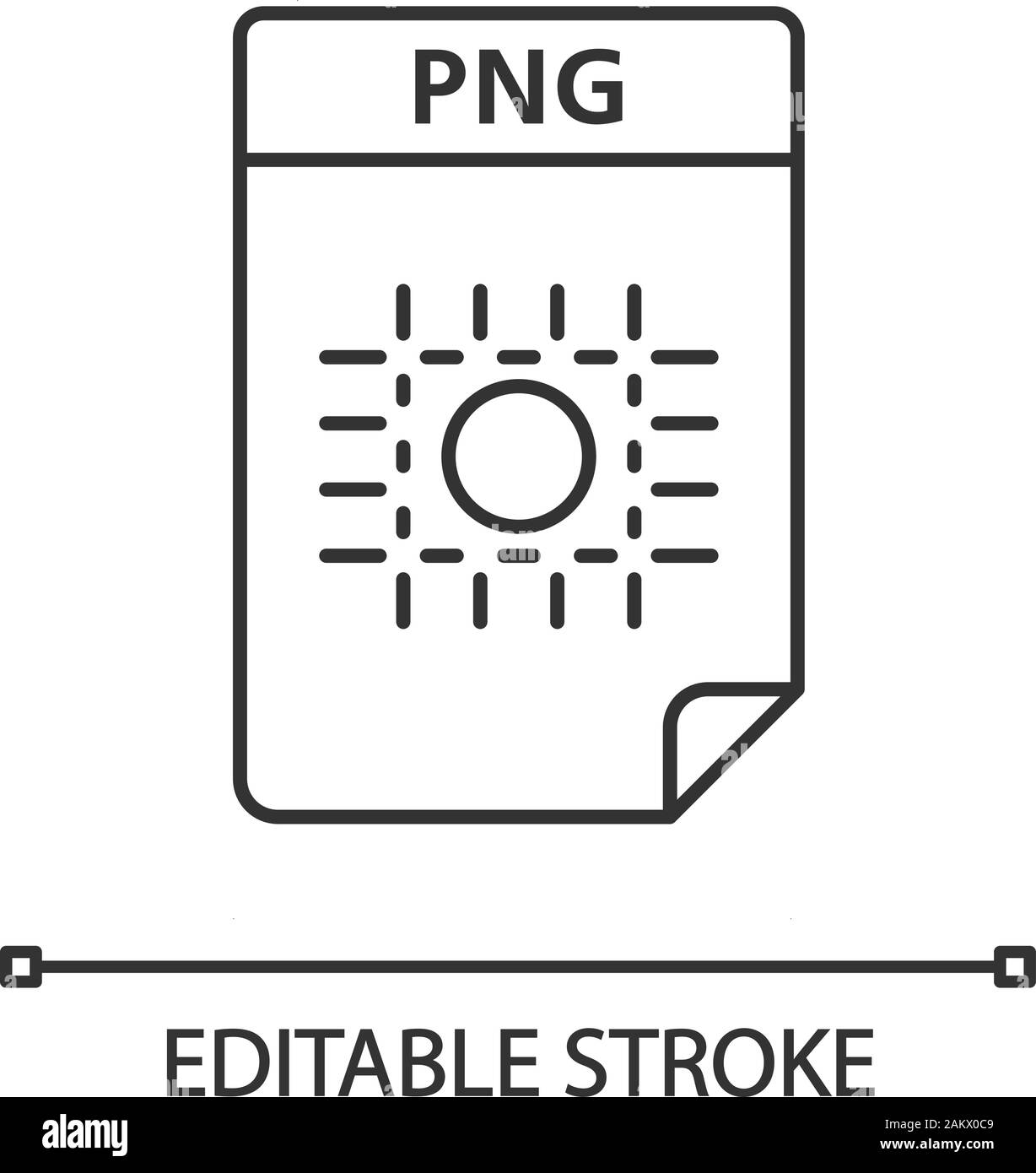 File PNG icona lineare. Formato di file di immagine. Grafica raster document. Linea sottile illustrazione. Simbolo di contorno. Il vettore isolato schizzo. St modificabile Illustrazione Vettoriale