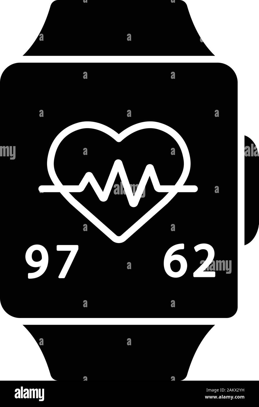 Braccialetto Fitness icona glyph. Il contapassi con attività cardio  indicatore. La frequenza cardiaca e polso m. Cardio Heartbeat tracker.  Smart band. Silhouette sy Immagine e Vettoriale - Alamy