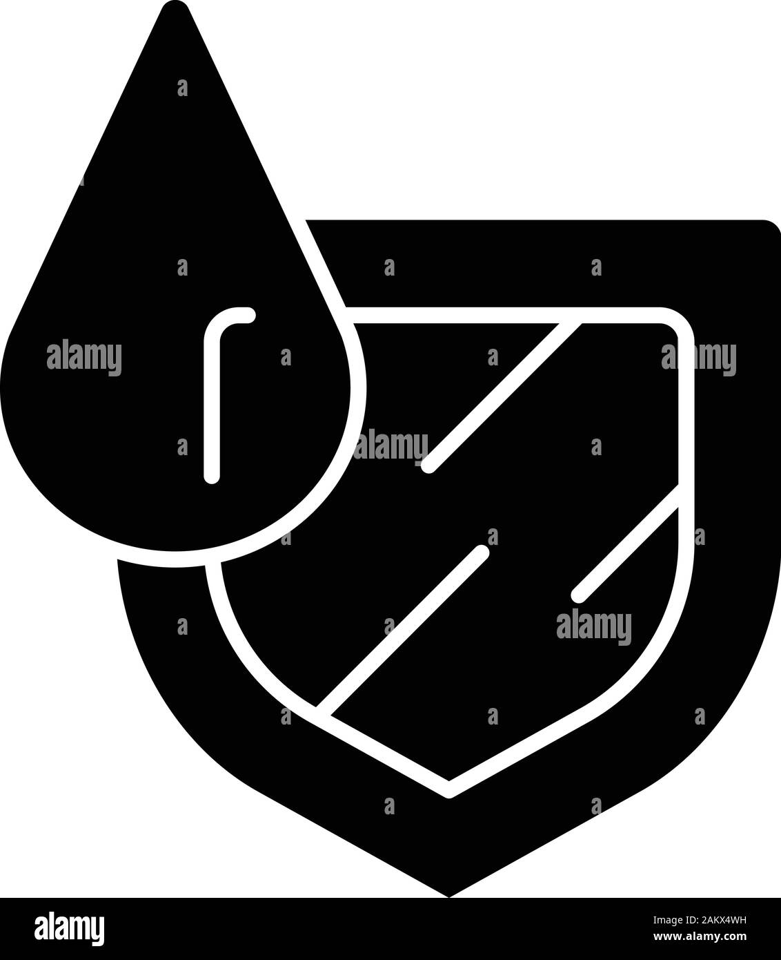 Impermeabilizzazione di glifo icona. Resistenza all'acqua. Idrofobico, anti tecnologia di bagnatura. Protezione di acqua al giorno. Protezione con una goccia del liquido. Simbolo di Silhouette. Ne Illustrazione Vettoriale