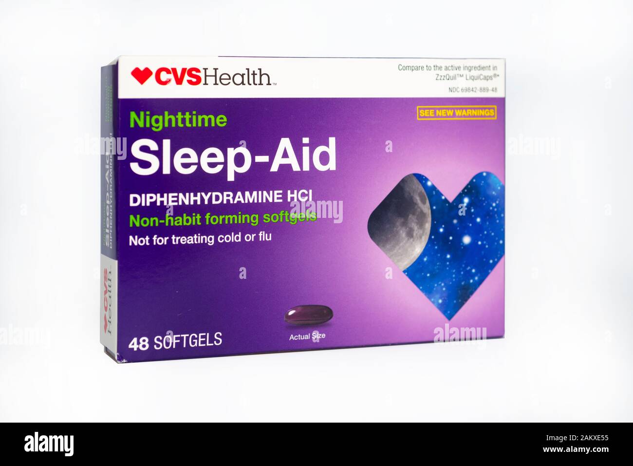 Sonno notturno aiuto difenidramina HCI capsule di gel Foto Stock