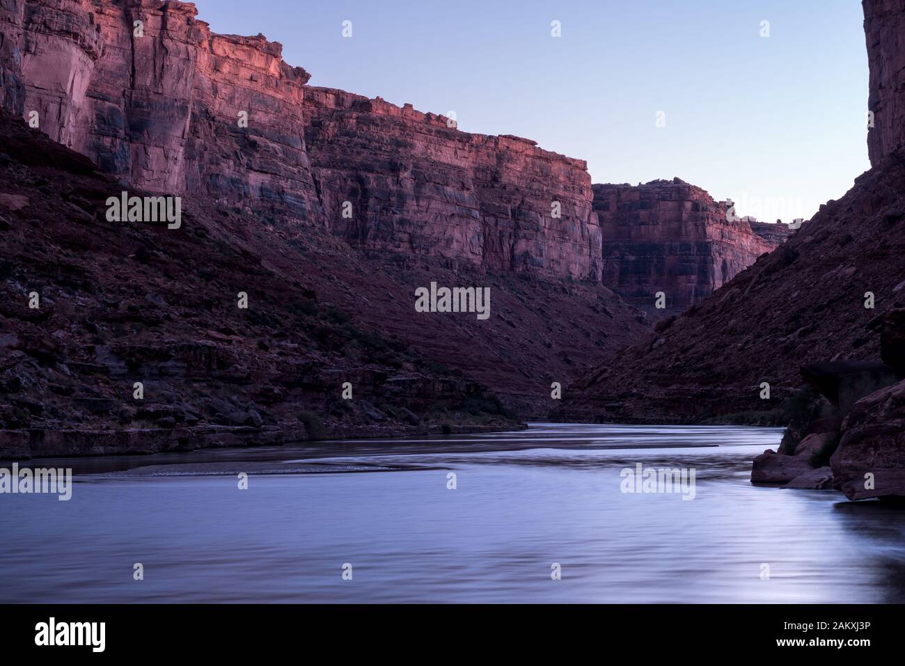 Bagliore di sera, il fiume San Juan, Utah. Foto Stock