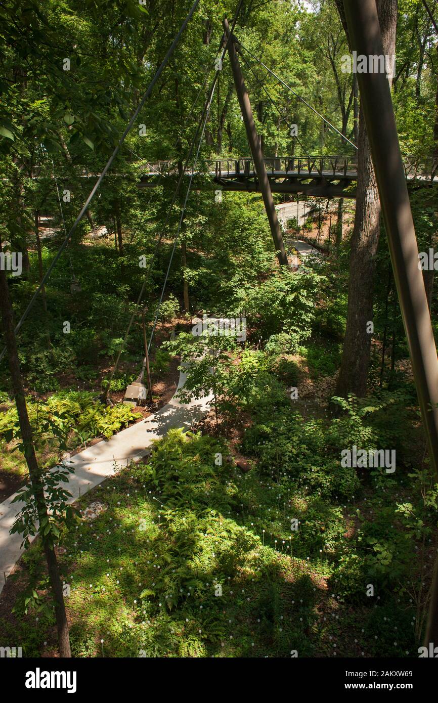 La tettoia a piedi nei boschi Storza del Giardino Botanico, Piedmont Park, Midtown Atlanta, Georgia, Stati Uniti d'America Foto Stock
