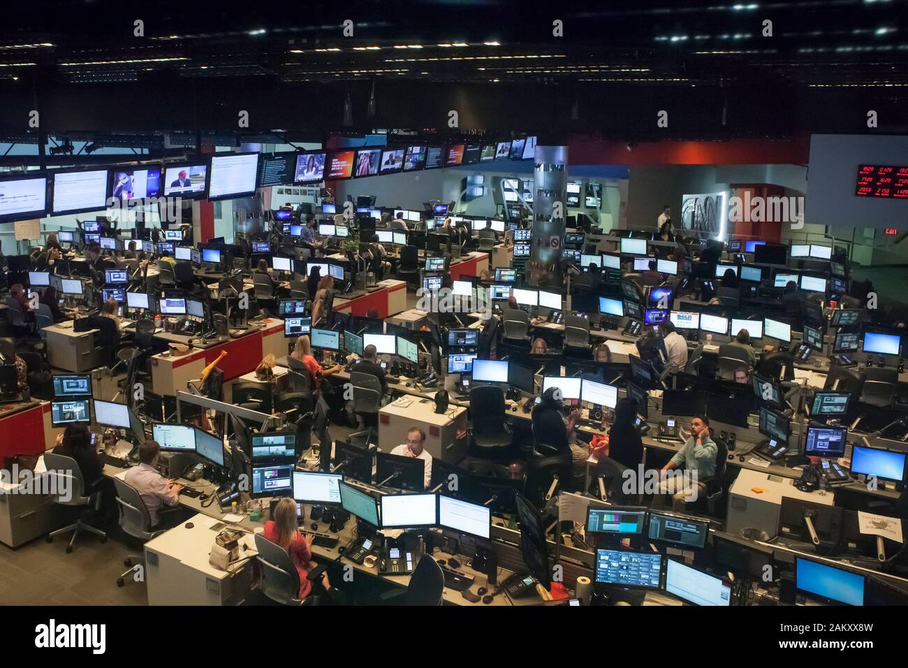 Veduta aerea dei telegiornali presso la sede centrale della CNN TV, Downtown Atlanta, Georgia, USA Foto Stock