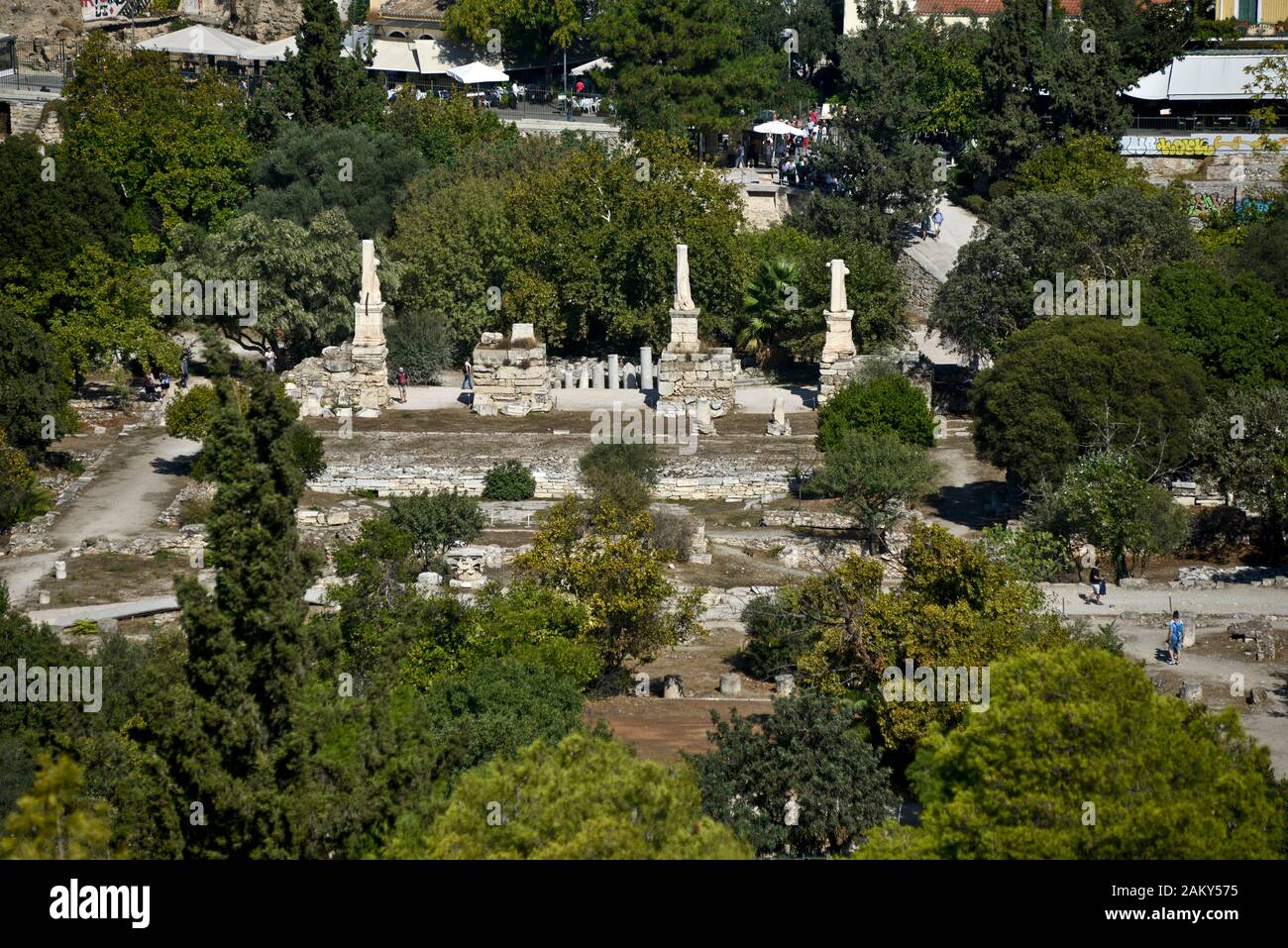 Antica Agorà di Atene, vista di Heliaia, Grecia Foto Stock