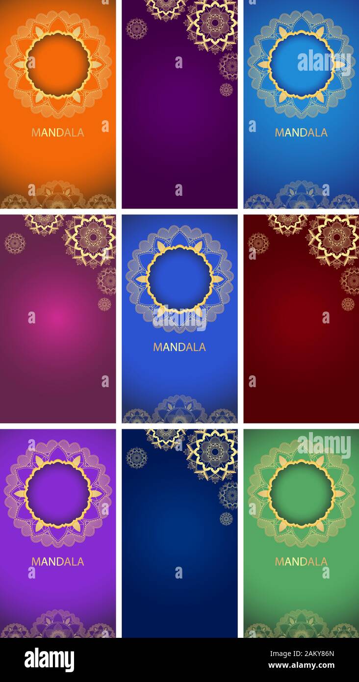 Modello di sfondo con mandala disegni illustrazione Illustrazione Vettoriale