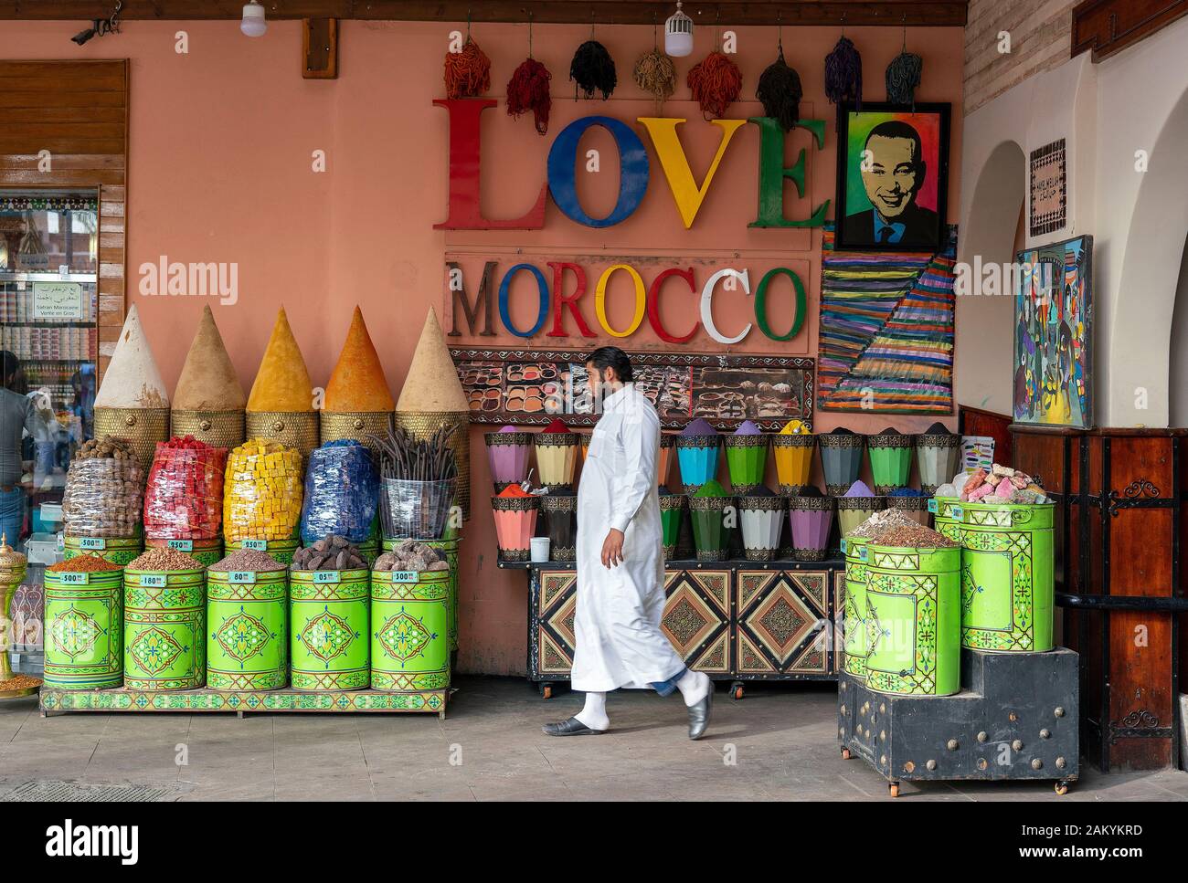 Il Marché aux Epices sulla Place des Ferblantiers,a Marrakech,Marocco Foto Stock