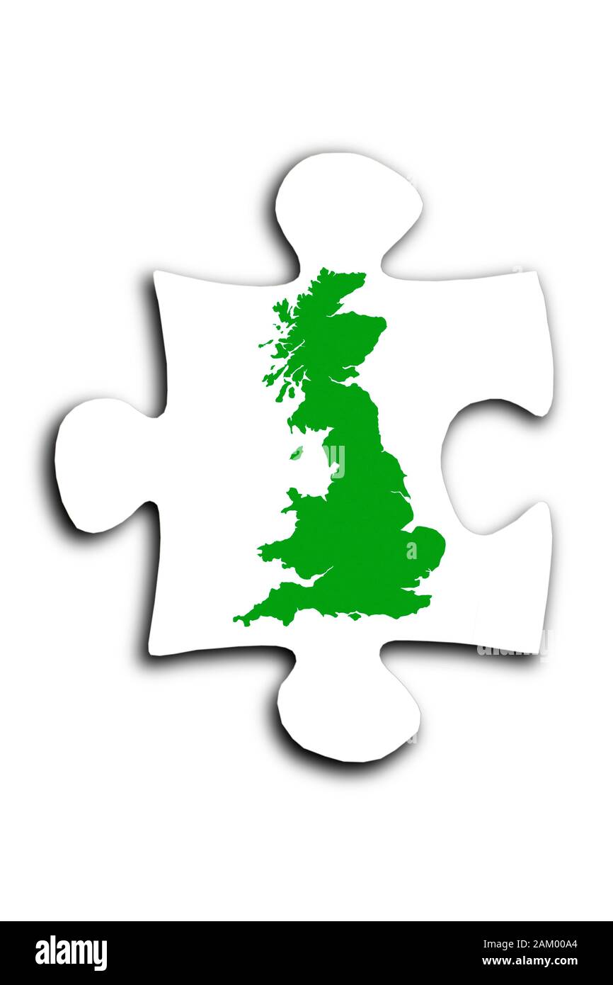 Jigsaw pezzo con mappa di Inghilterra, Scozia e Galles Foto Stock