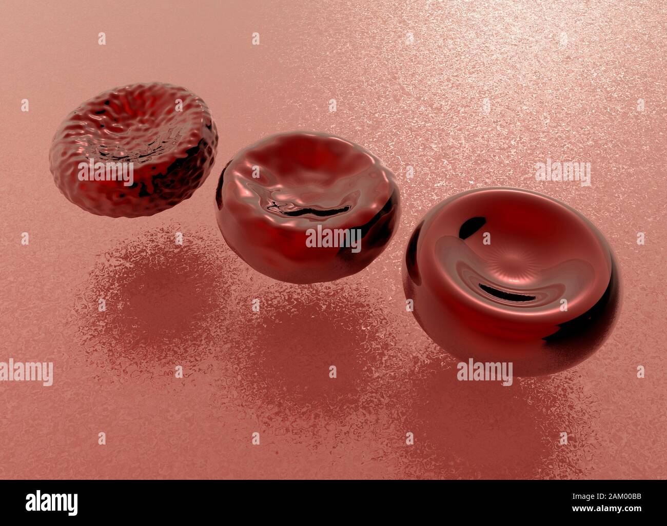 Globuli rossi morti, morenti e sani, illustrazione Foto Stock