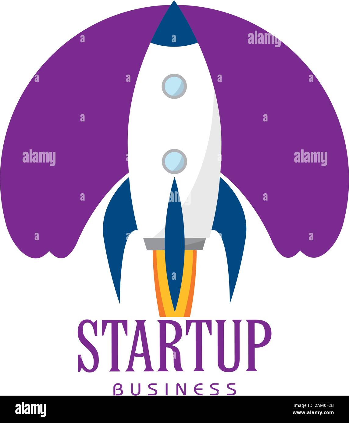 Poster di avvio con un razzo - illustrazione vettoriale design Illustrazione Vettoriale