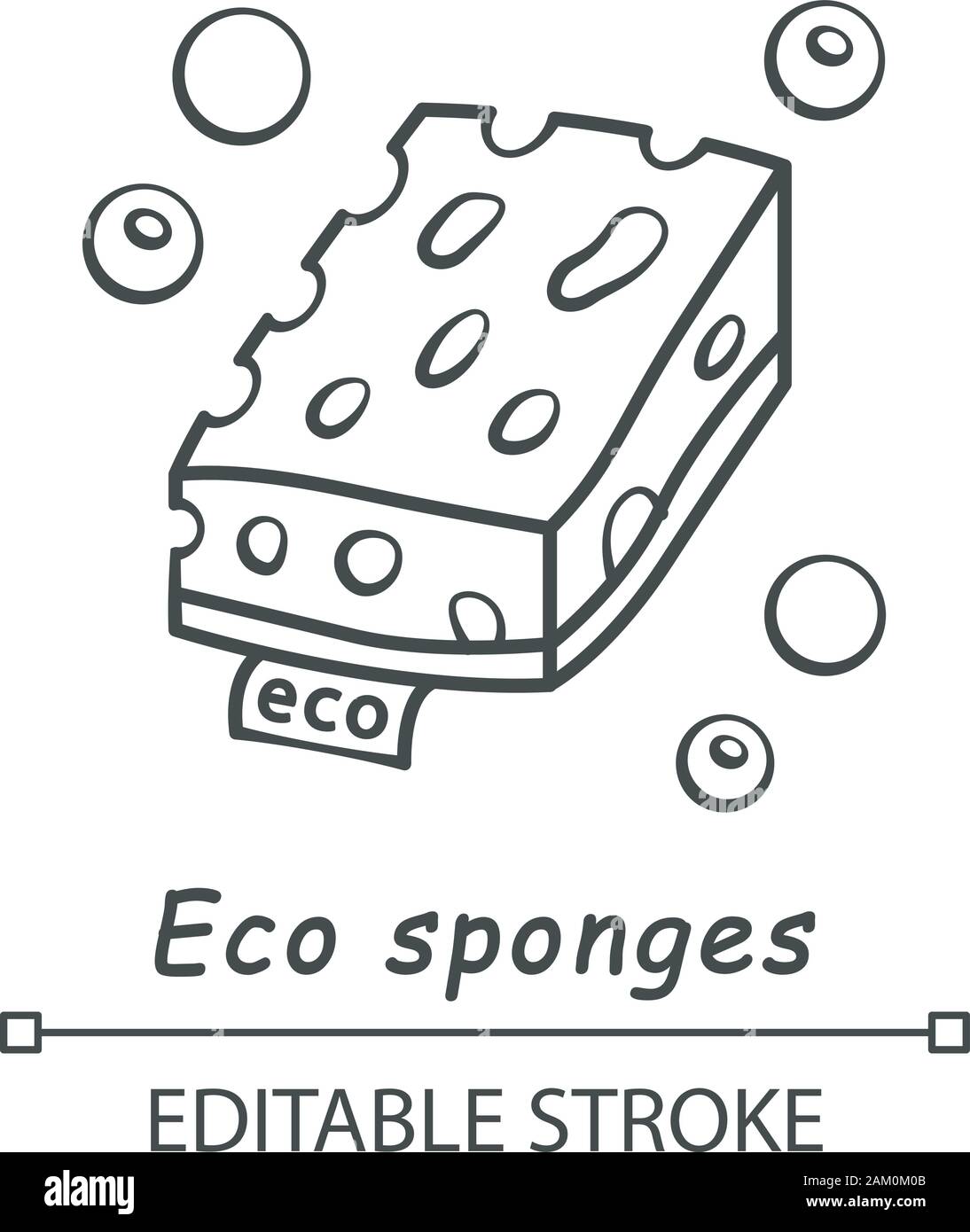 Spugne Eco icona lineare. Naturale utensile di pulizia. Eco Friendly materiale. Riutilizzabili cucina lavastoviglie spugna. Linea sottile illustrazione. Simbolo di contorno. Illustrazione Vettoriale