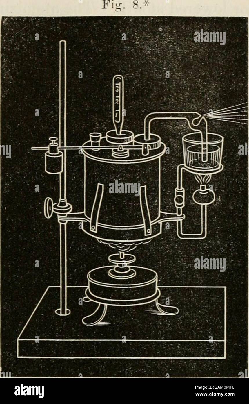 La scienza e la pratica della medicina . - Abbassamento del flamethe viene generato vapore con lessrapidity e forza. Un smalllamp sotto la coppa di vetro hold-ing il liquido medicato heatsthi^, e il getto può, se ne-adeguate, essere respirata caldo (DaCosta). Un certo numero di modifiche ofSiegles apparato, e materialmente whichhave it semplificato,sono stati effettuati e sono in uso.One V&GT;y il dott. John Hart, di Bos-ton, è stato descritto da himin American Journal of theMedical Scienze, ottobre, 1866, p. 364. Il sig. Gemrig, un surgicalinstrument maker di-Philadel phia, ha costruito una semplice e comoda e efficie Foto Stock