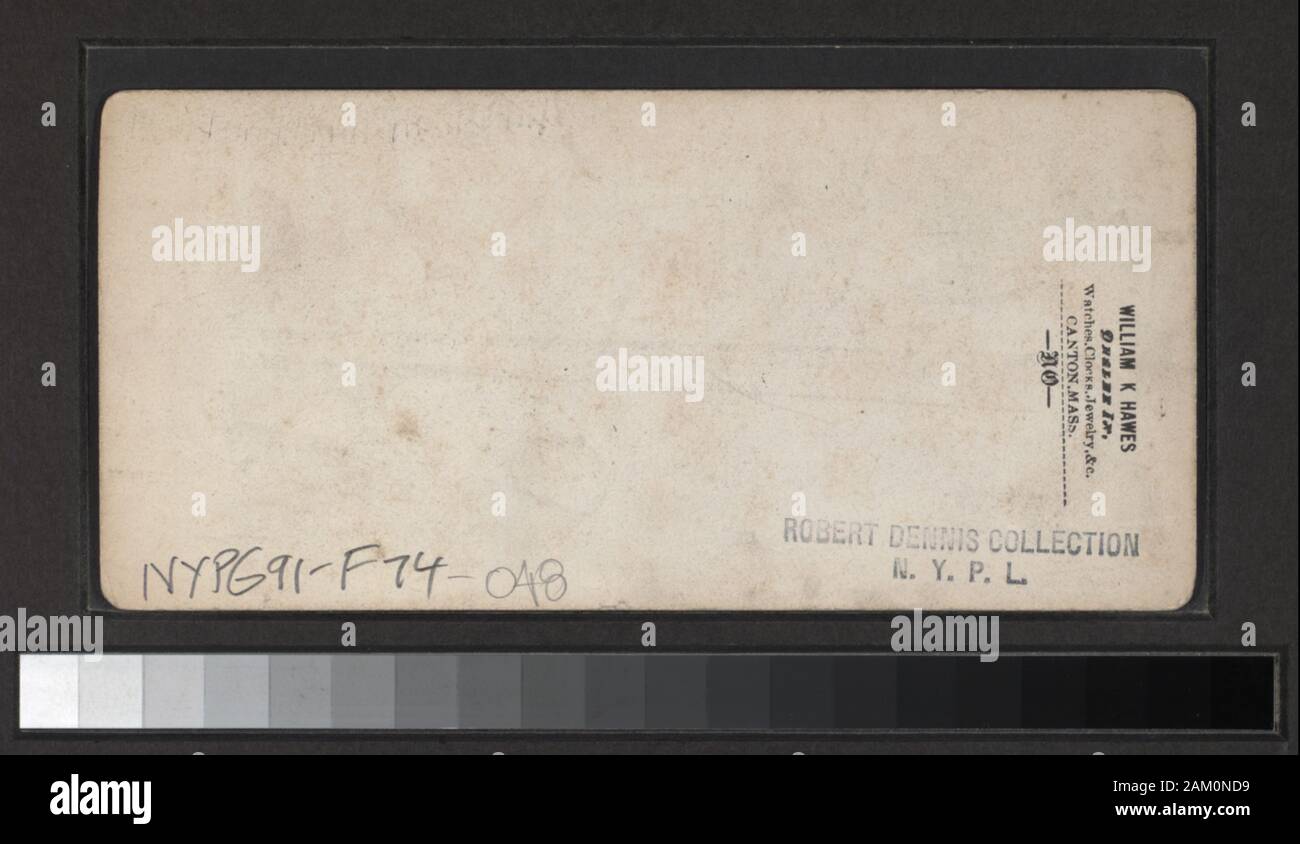 Ponte di sospensione dal di sopra Grist Mill comprende diverse serie pubblicata da Soule. Robert Dennis raccolta di vista stereoscopica. Alcune viste hanno tax timbri apposti. Vedute delle Cascate del Niagara, comprese la sospensione ponte, con la vista che mostra i dettagli, la fucina dal livello del fiume e dal di sopra, cascate, rapide, Terrepin Tower, isole alberghi, barche e un velocipede utilizzato per la costruzione del ponte di sospensione. Alcune visualizzazioni duplicate.; ponte di sospensione dal di sopra Grist Mill. Foto Stock