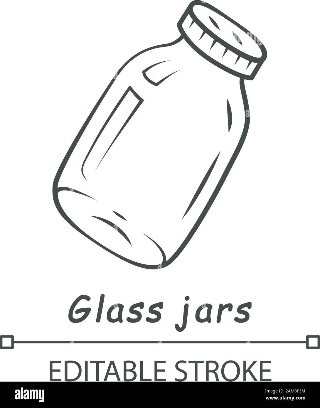 Vasi di vetro icona lineare. La conservazione dei cibi vetreria. Marmellate fatte in casa, marmellate di storage. Svuotare il vaso di inscatolamento. Linea sottile illustrazione. Simbolo di contorno. Vecto Illustrazione Vettoriale