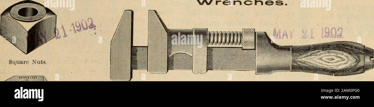 Merchandising Hardware (gennaio-giugno 1902) . James Warnock & Co. Andatura, Ont. CANADIAN HARDWARE E METALLO 13 H. S. HOWLAND, figli & CO. WHOLESALEONLY 37-39 Front Street West, Toronto. A/renches. ONLYWHOLESALE. Dadi quadrati Foto Stock