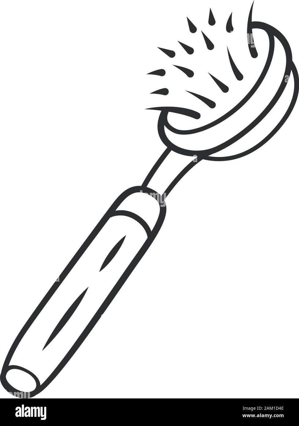 Piatto naturale spazzola icona lineare. Zero rifiuti riciclabili accessorio lavastoviglie. utensile da cucina per il lavaggio di piatto. Linea sottile illustrazione. Simbolo di contorno. Illustrazione Vettoriale