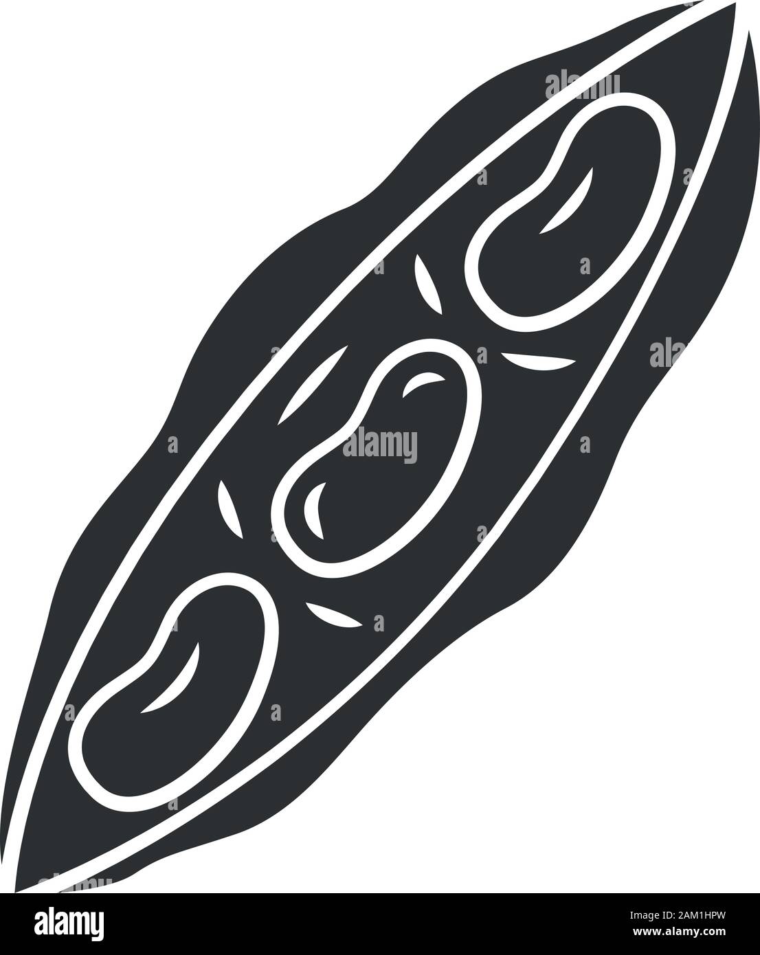 Fagioli bianchi icona glyph. Agricoltura impianto. Fattoria di vegetali. Fagiolo. Dieta sana. Cibo vegan. Agricoltura. Ingrediente di insalate. Simbolo di Silhouette. S negativa Illustrazione Vettoriale