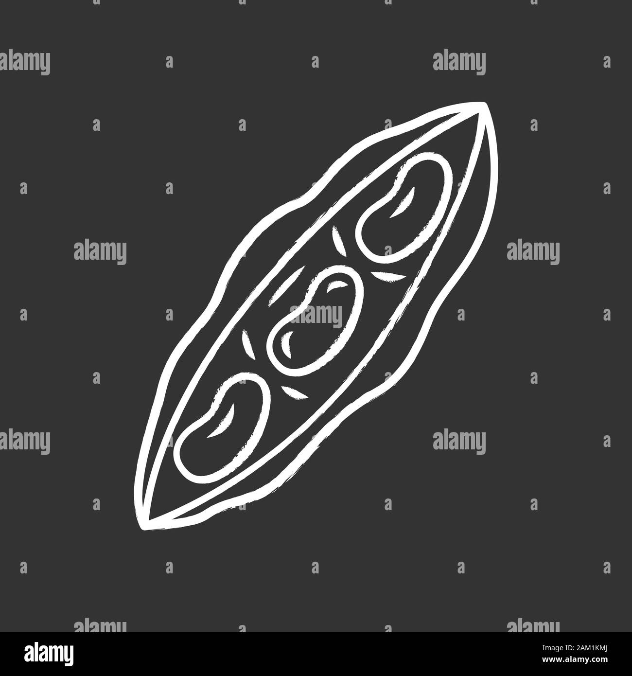 Fagioli bianchi chalk icona. Agricoltura impianto. Fattoria di vegetali. Fagiolo. Verde. Dieta sana. Vegetariani e vegani nutrizione. Agricoltura. Ingrediente di insalate. Illustrazione Vettoriale