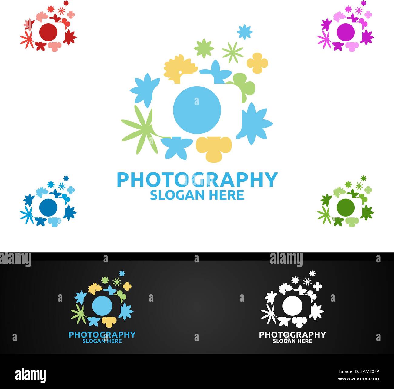 Fiore della Fotografia icona Logo vettoriale del modello di progettazione Illustrazione Vettoriale