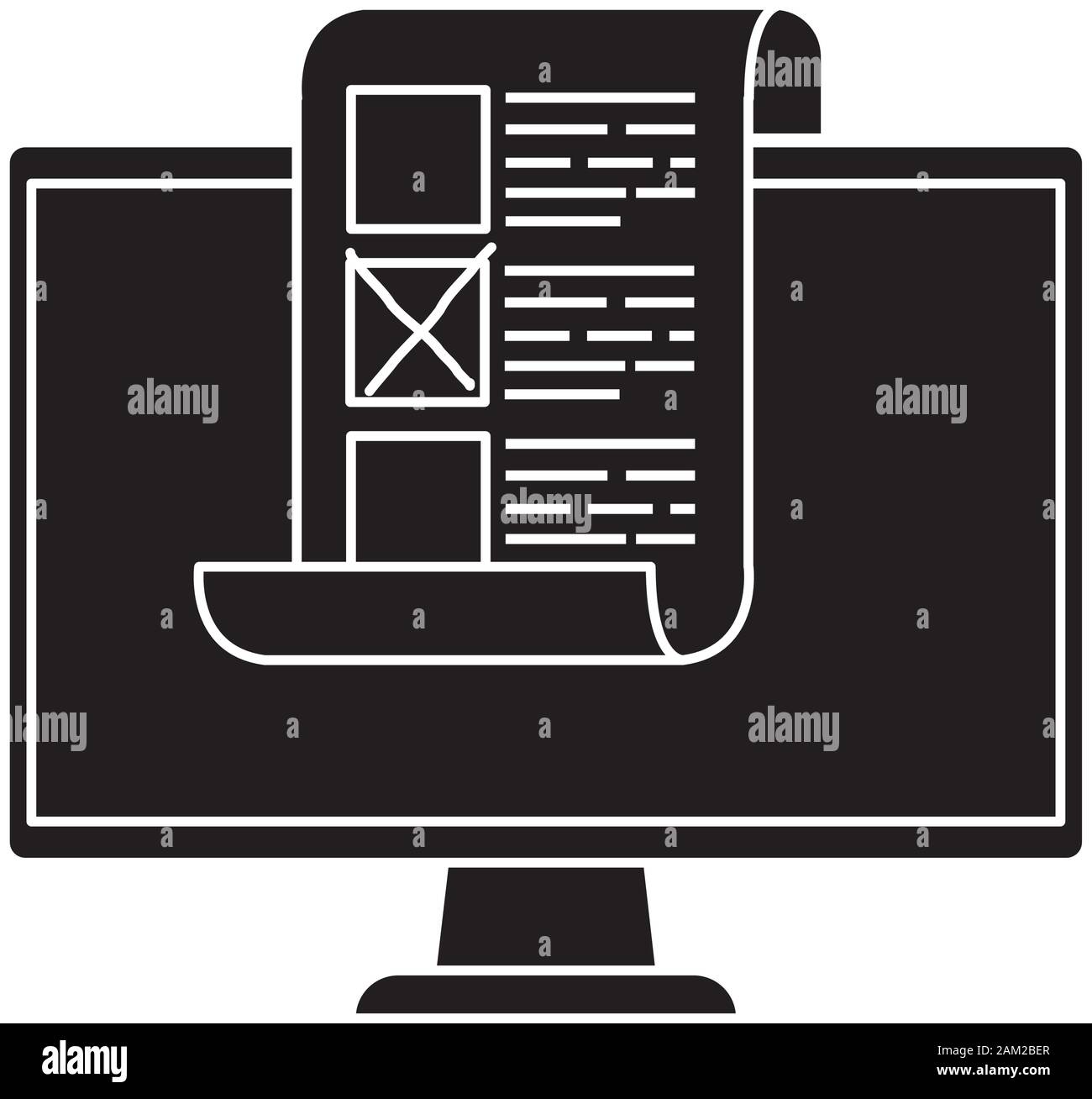 silhouette di computer per votare online Illustrazione Vettoriale