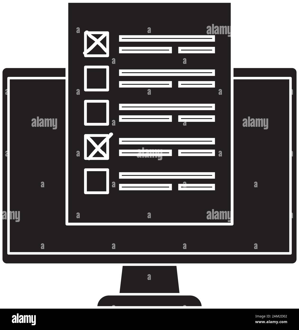 silhouette di computer per votare online Illustrazione Vettoriale
