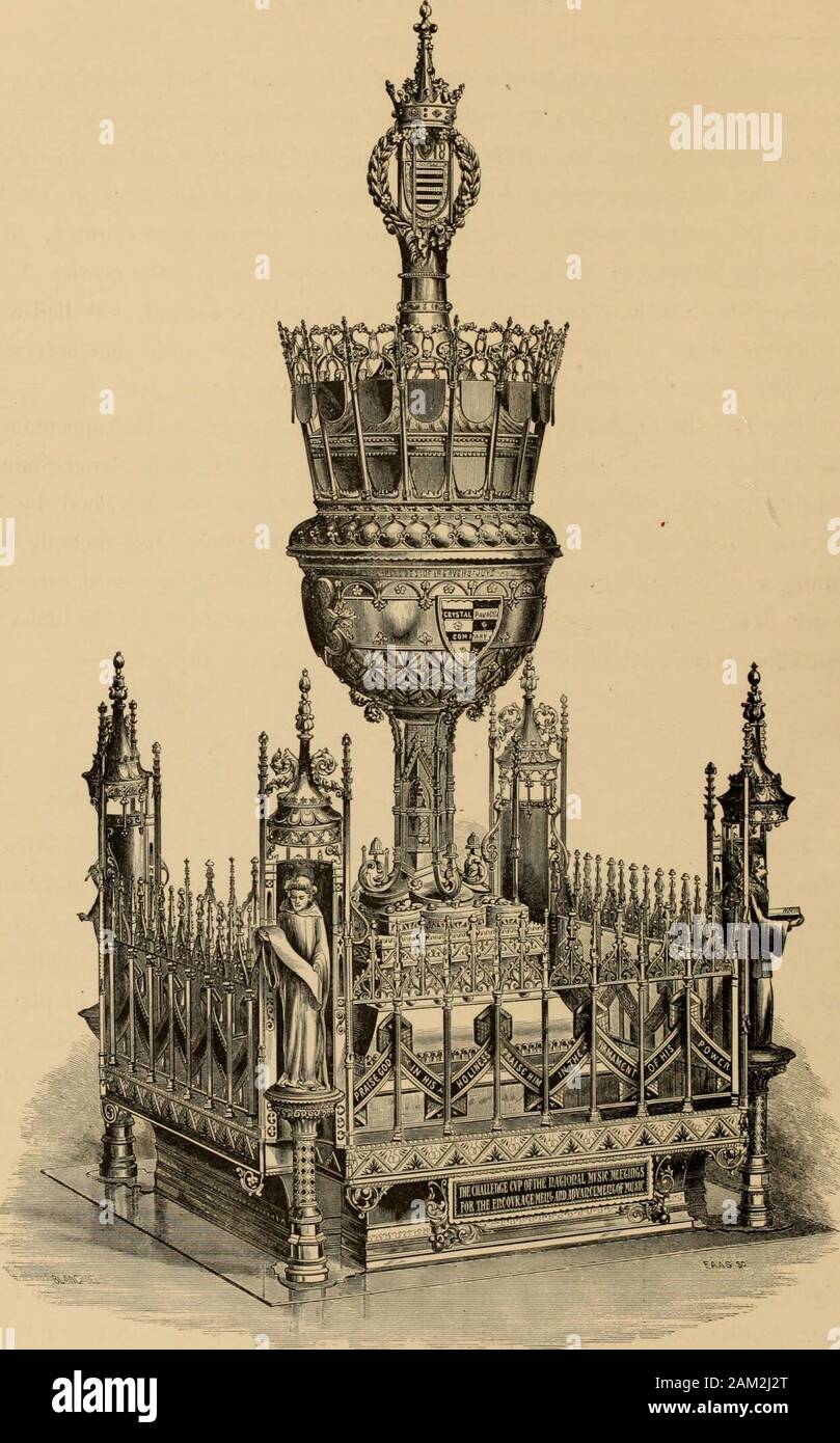 Esempi di uso domestico gusto . Il fregio mostra: Il Dio di amore e nella sua mano una regina,-Alcestis,la regina delle mogli-coronato con il daisy e vestiti con i suoi colori come Chaucerdescribes nel suo prologo, sopra citata. Accanto allo scopo sono posti come assistenti notinappropriate sulla moglie ideale, tali virtù domestiche come diligenza,ordine, la provvidenza e di ospitalità, che non verrà considerata fuori luogo inany casa e può convenientemente essere rappresentati come caryatides supporto del tetto.Tra le figure, le piante alternativo suggeriscono il testo inscritto al di sotto themfrom Chaucers Fiore e foglia. In th Foto Stock