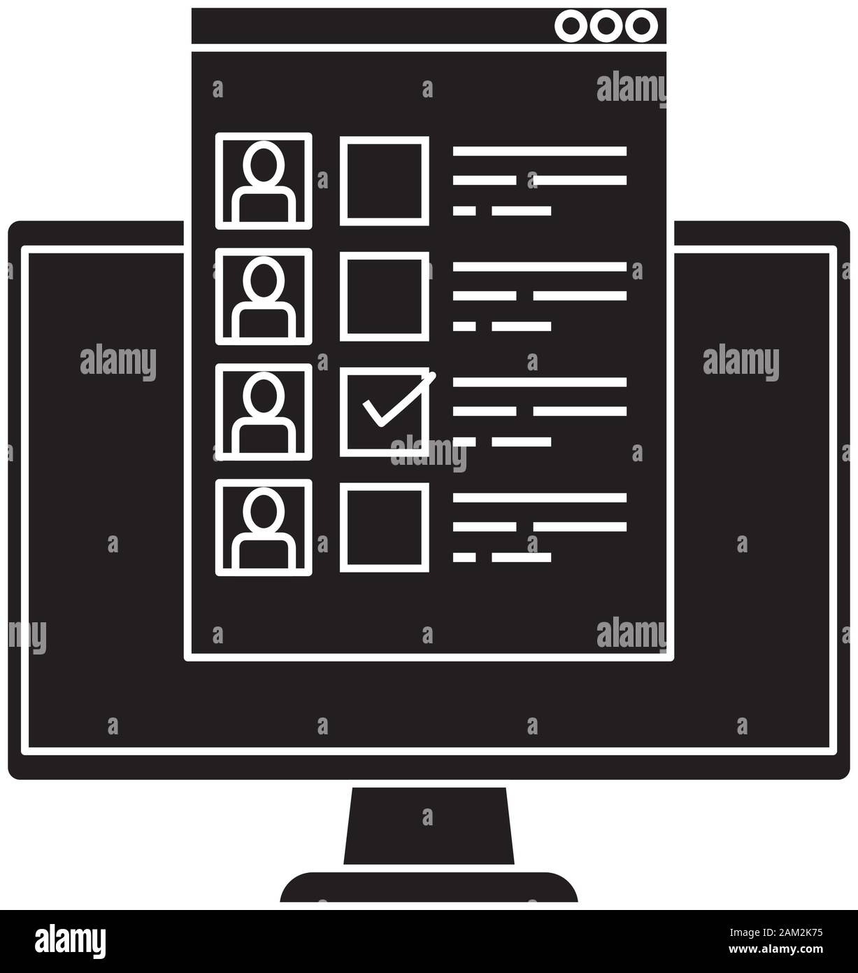 silhouette di computer per votare online Illustrazione Vettoriale