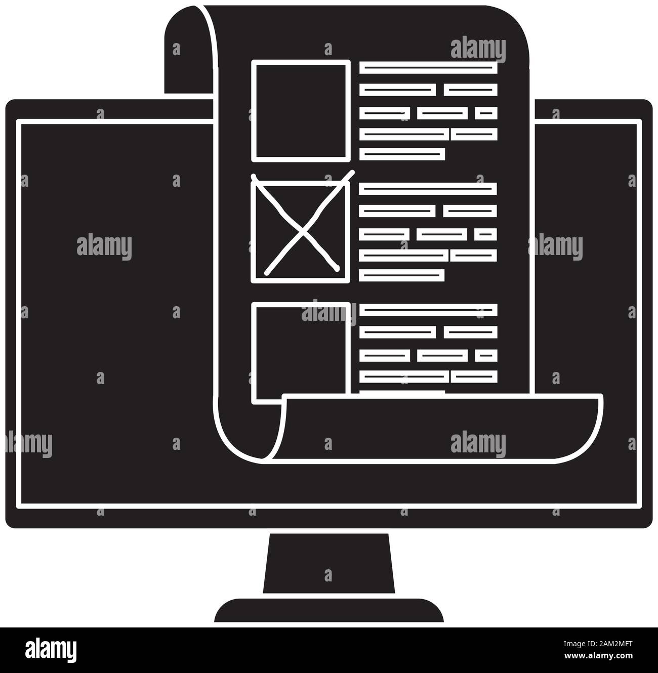 silhouette di computer per votare online Illustrazione Vettoriale